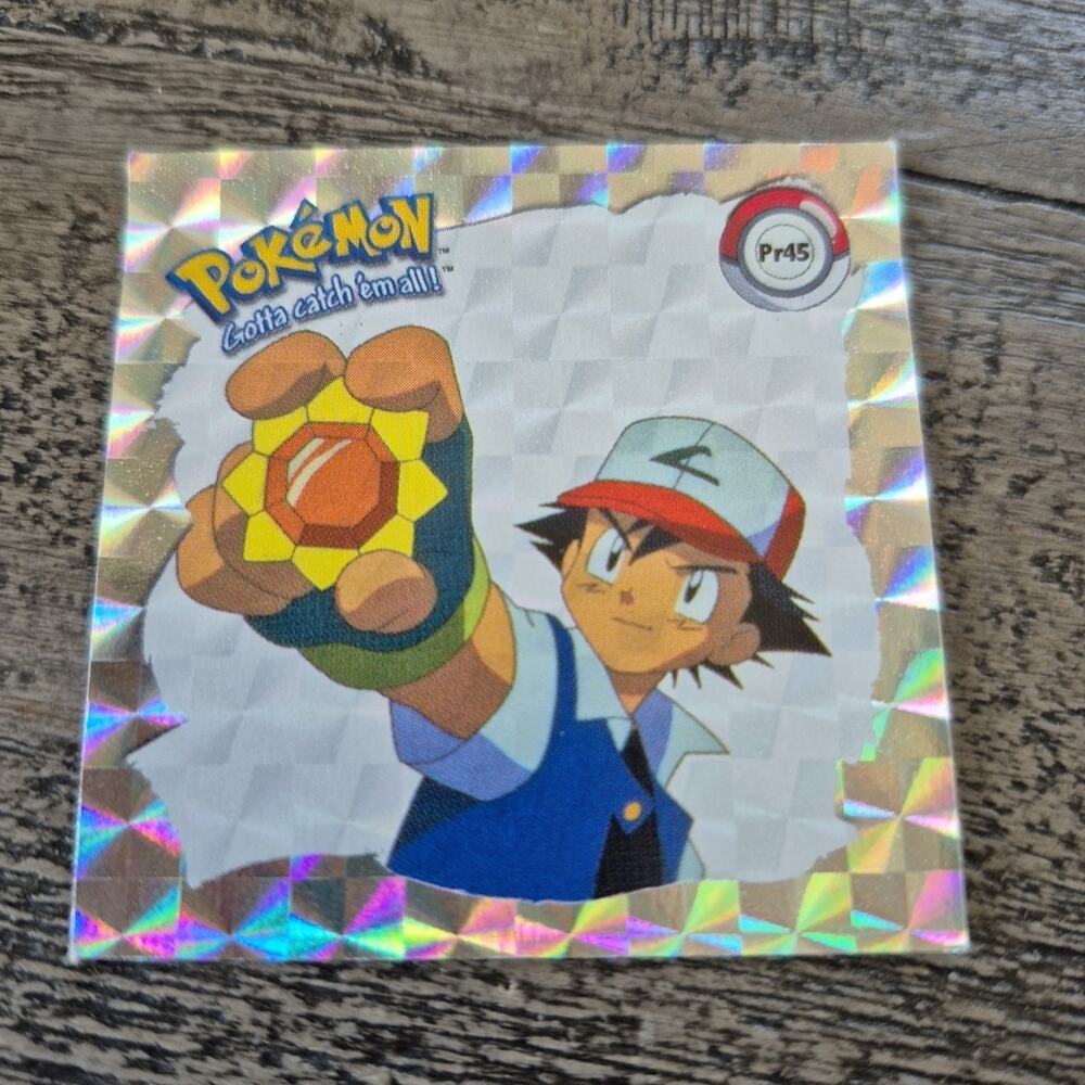 Vintage 1999 Pokemon Sticker Ash Ketchum Series 1 Prizm Holographic Artbox